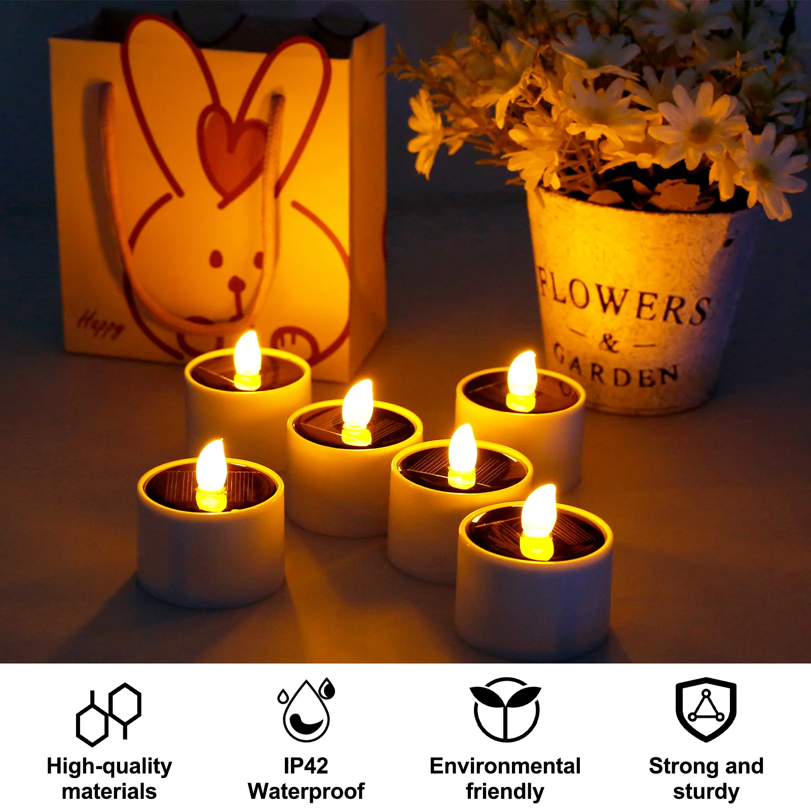 Imagem -04 - Recarregável Flameless Led Candle Lights Energia Solar Lâmpada Cintilante Tealight Casa Casamento Jantar Decoração do Jardim Pcs