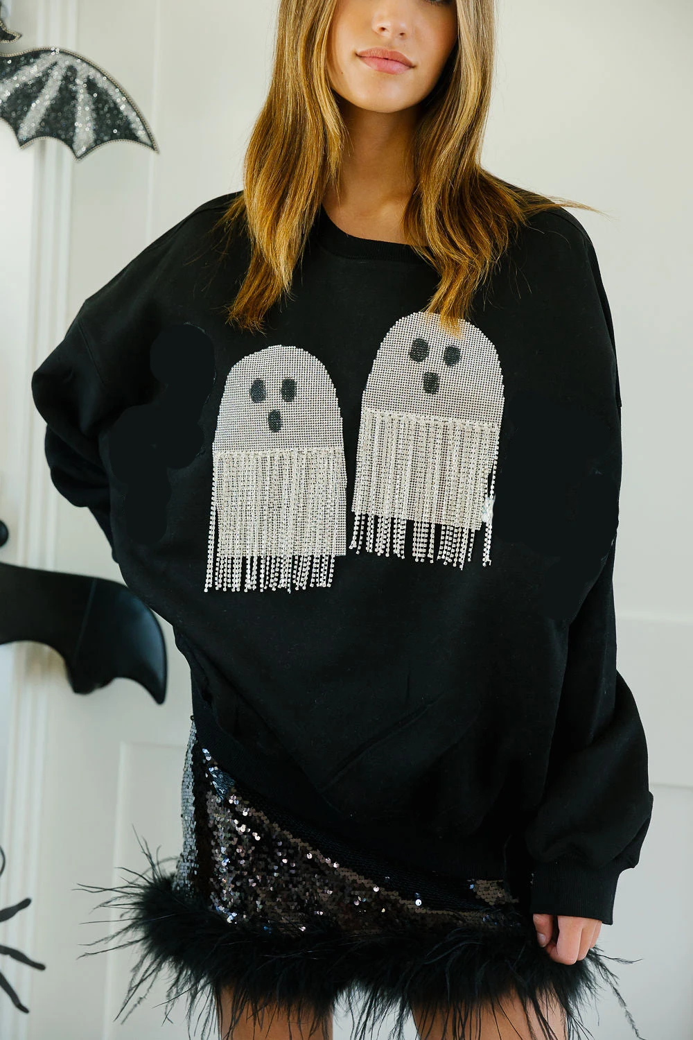 Halloween Ghost Sweatshirt Cute Halloween Pullover Halloween Womens Hoodie Spooky Season Tee Trick Or Treat Sweatshirts S-XL