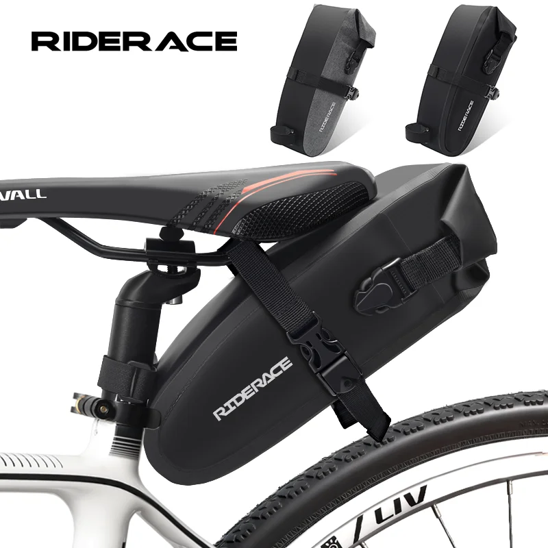 

RIDERACE Bicycle Saddle Bag Storage Waterproof 1.5L PVC MTB Mountain Bike Road Cycling Seat Tail Rear Tool Foldable Pouch Bag