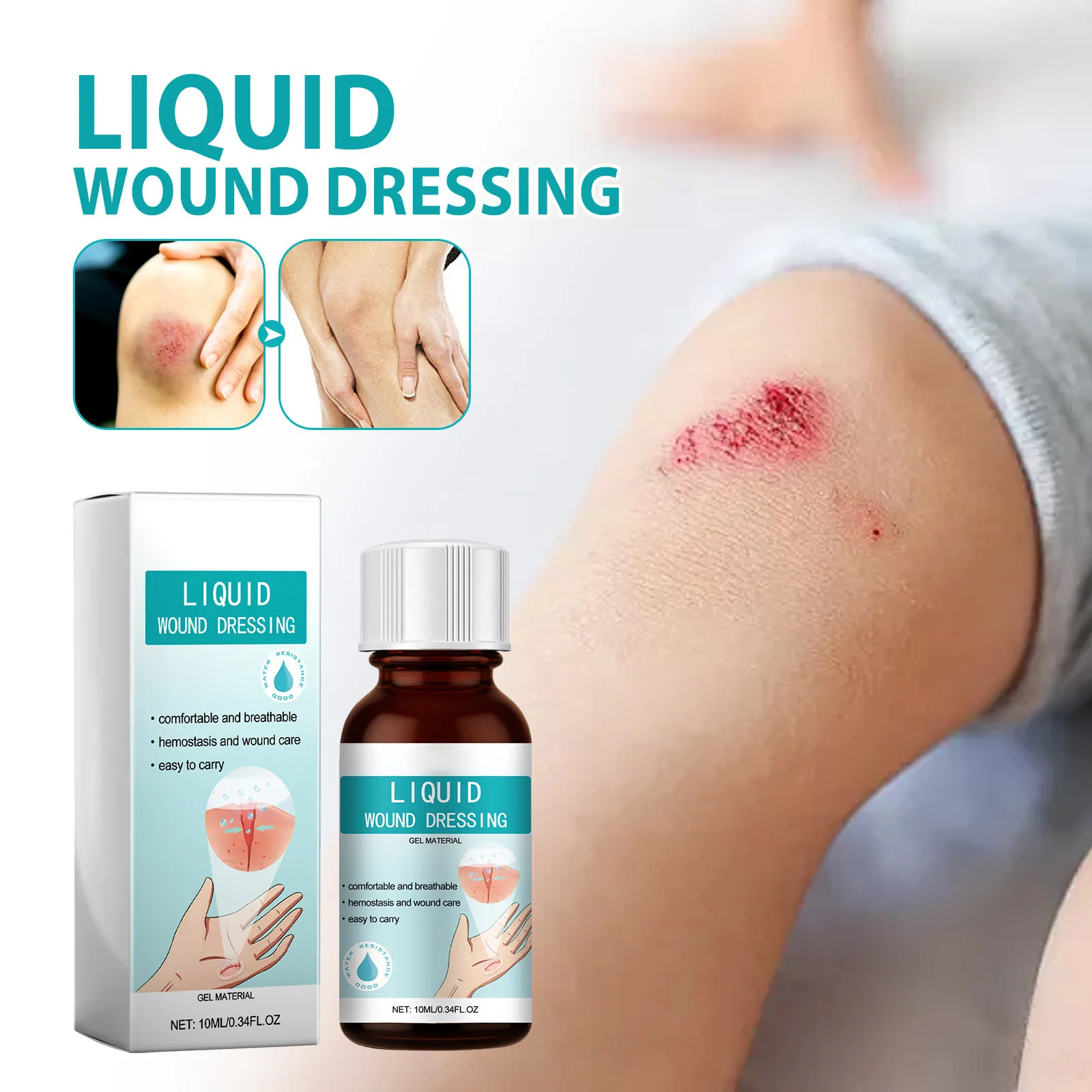 10ml Wound Relief Gel, Liquid Wound Suture Gel, isolates and keeps dry, eliminates bacteria, helps wound healing Hot products