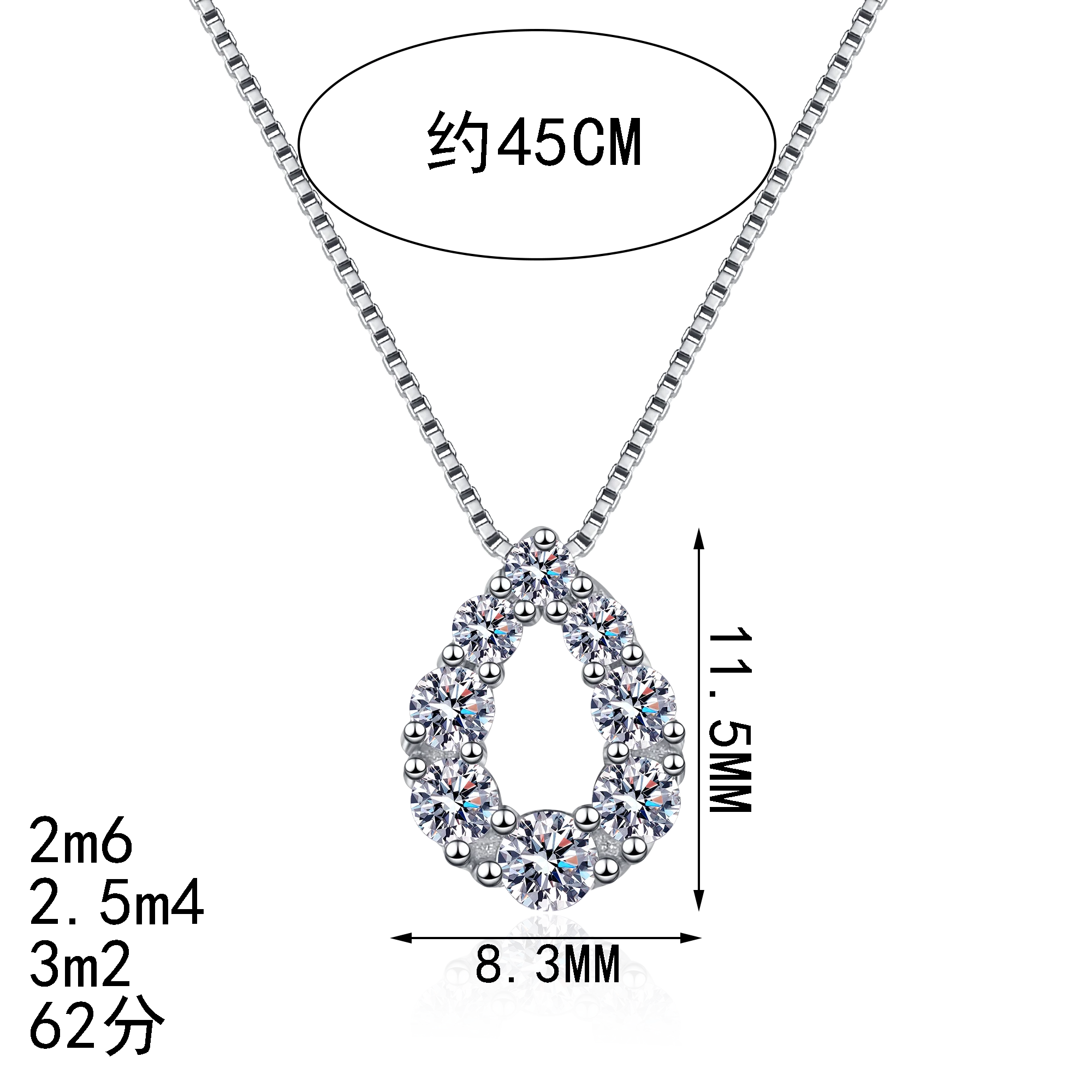 

925 Sterling Silver Moissanite Necklace Women's Water Droplet Full Diamond Pendant Elegant and Atmospheric Holiday Gift