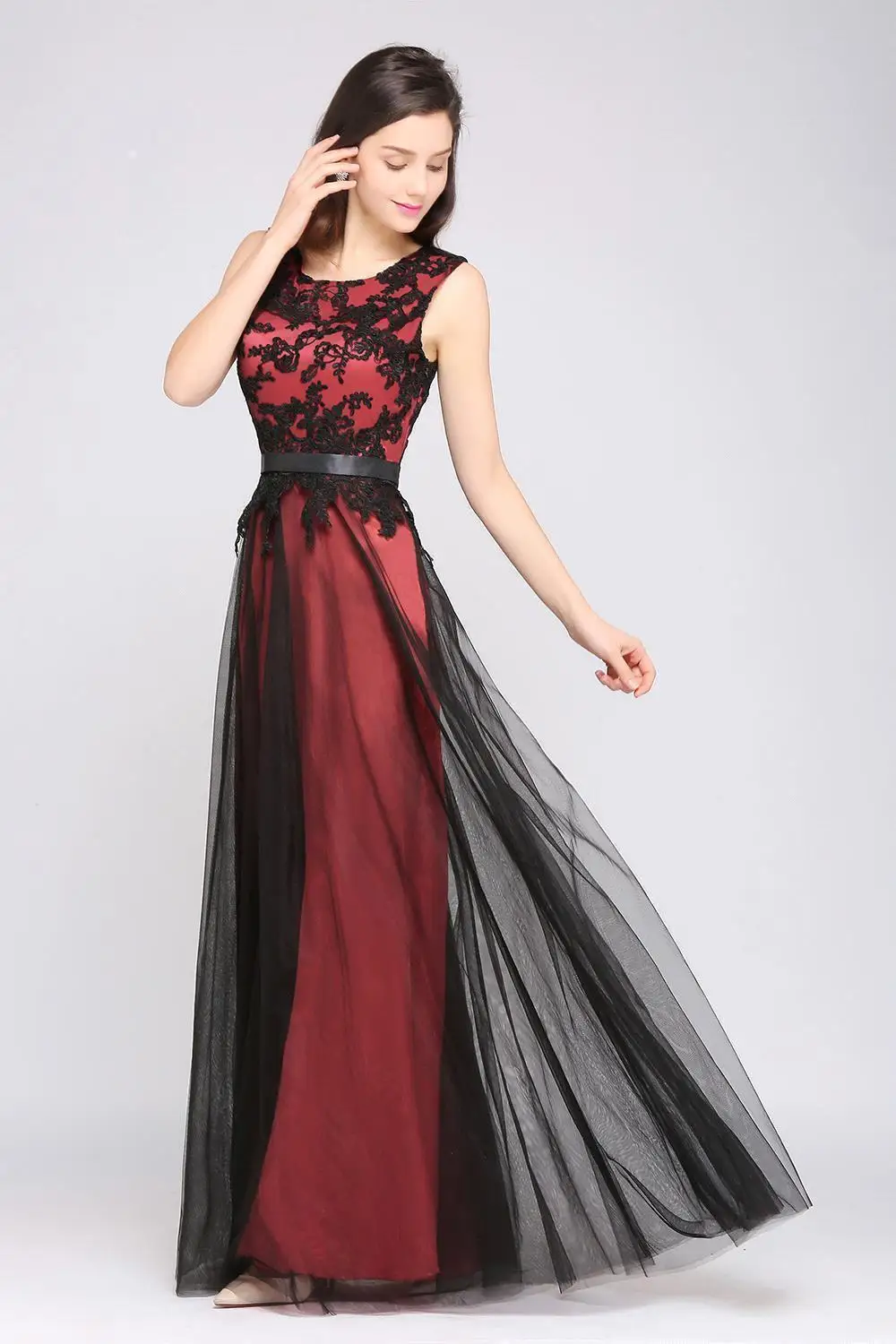 a Line Tulle Long Evening Party Women Elegant Prom Dresses 2024 Sleeveless Lace Floral Gown Maxi Mother Of The Bride Dress