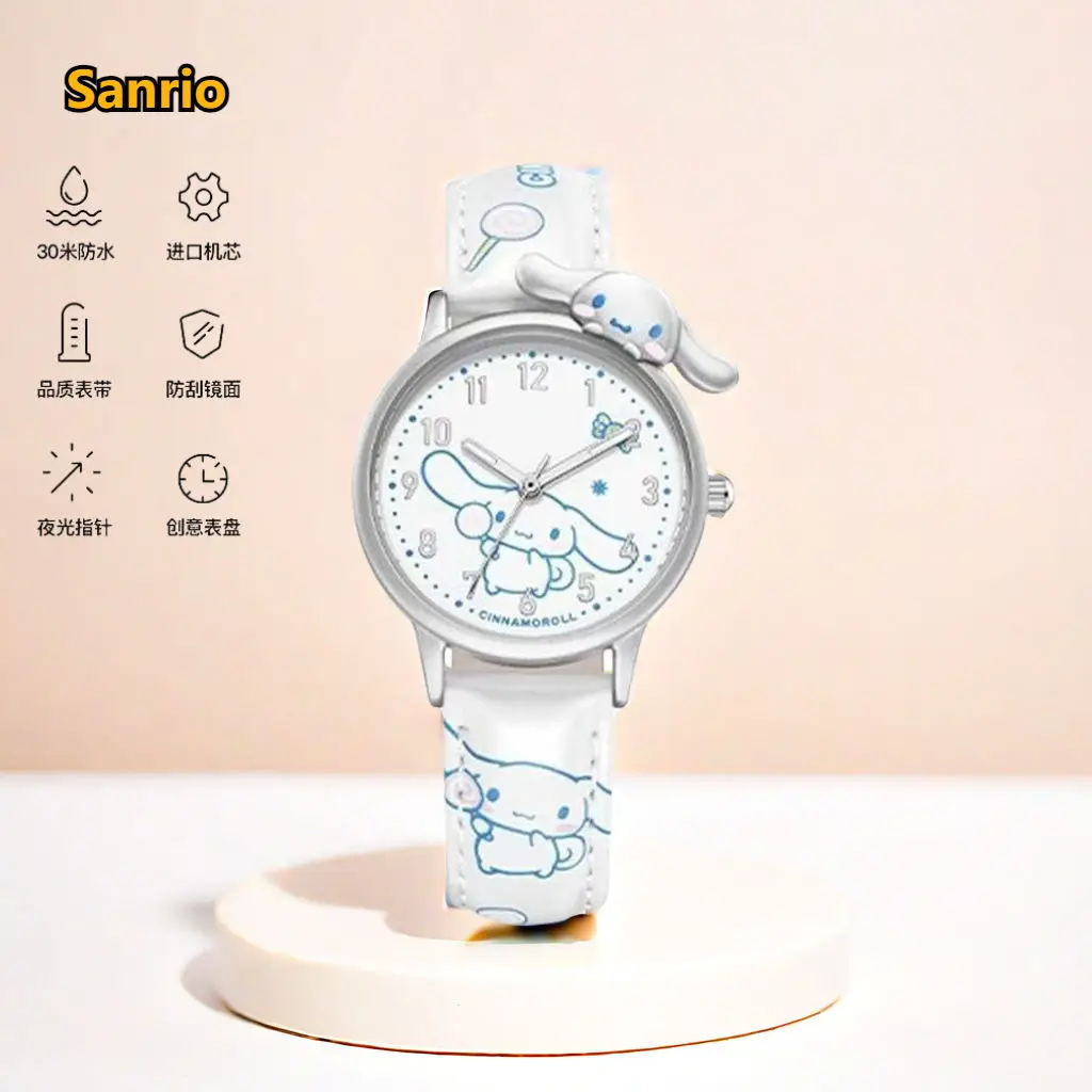 Sanrio New Hello Kitty Cinnamoroll Quartz Watch Cute Children's Watch Waterproof Simple Cartoon Birthday Gifts