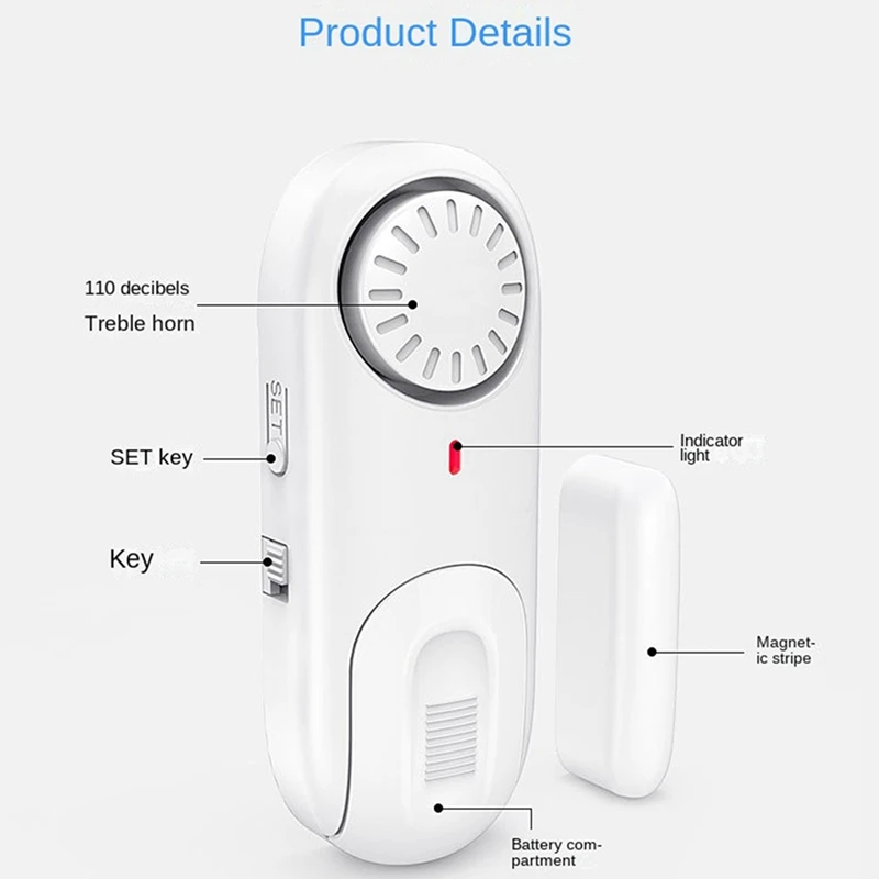 مستشعر ذكي للباب والنافذة للمنزل والباب والنافذة وأجهزة إنذار ضد السرقة والأبيض ومجموعة واحدة