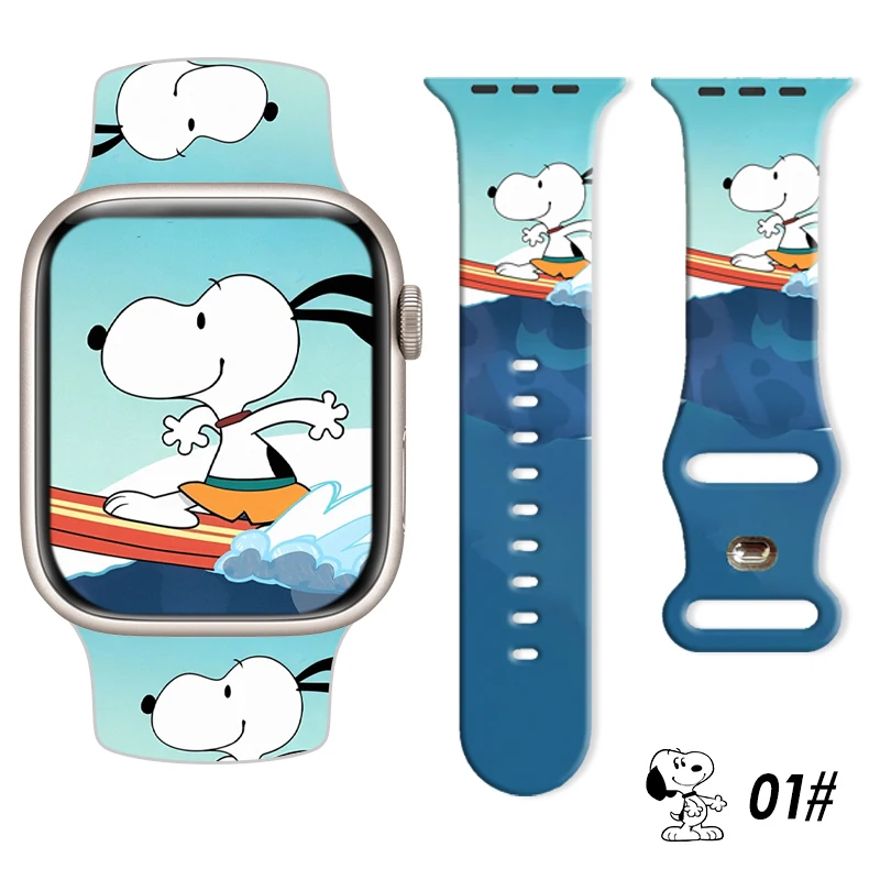 

MINISO Snoopy Printed Silicone Strap for Apple Watch 10 9 8 7 Band Replaceable Bracelet for iWatch 49mm 46mm 44mm 40mm Watchband
