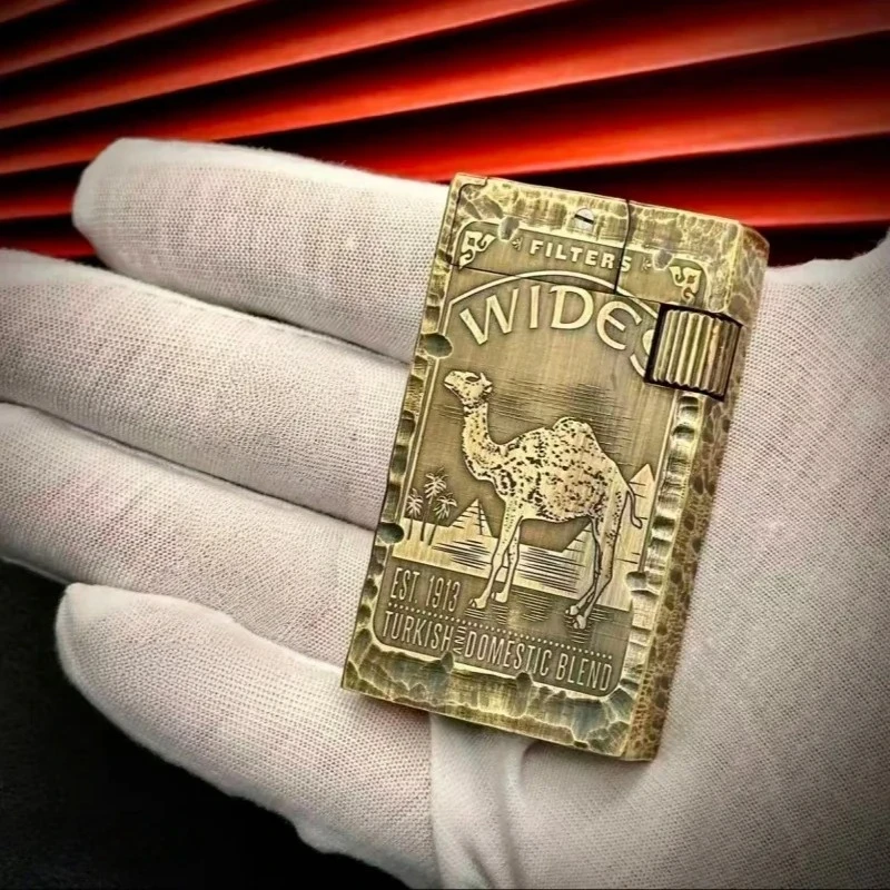

New Brass Side Sliding Long-range Fuel Lighter, Hand Carved Lighter, Cigarette Accessories, Men's Gift Gadgets for Men