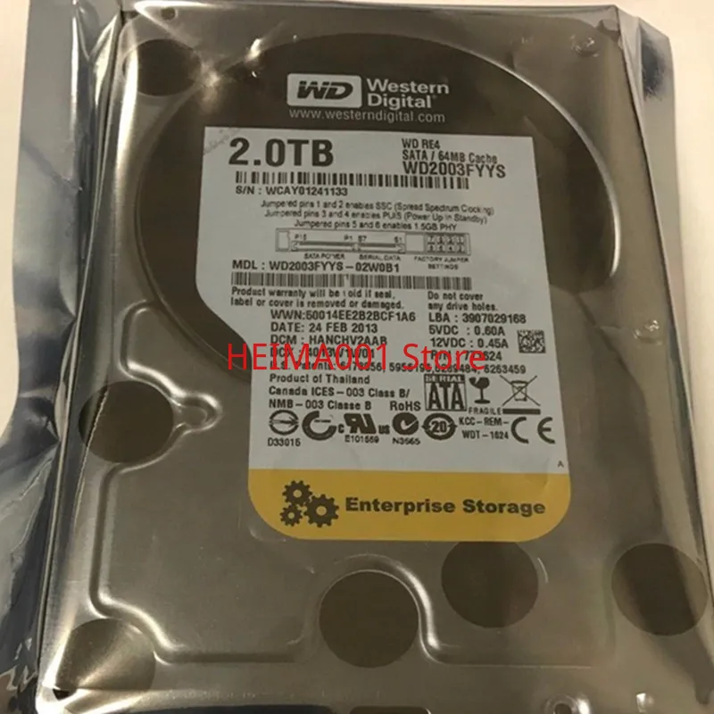 3.5-inch WD Western Digital 7200 RPM Enterprise 2T Desktop Gaming Hard Drive WD2003FYYS WD2003FYYS RE4 SATA 64M