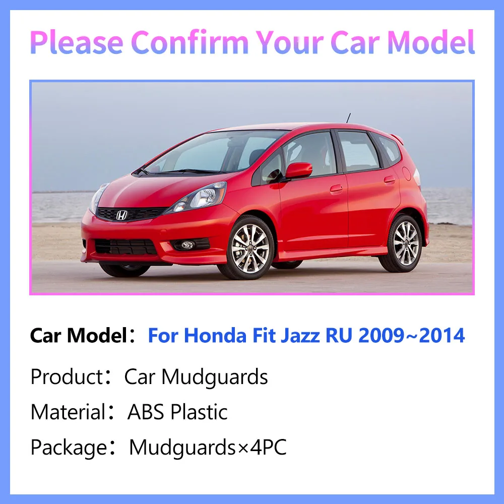 Car Fenders for Honda Fit Jazz RU GE GG Hybrid 2009~2014 Front Splash Guard Covers Rear Mudguard Mud Flaps Protector Accessories