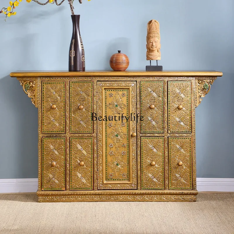 

yj32 South East Asia style furniture Thai carved TV cabinet, living room bedroom Thai solid wood locker