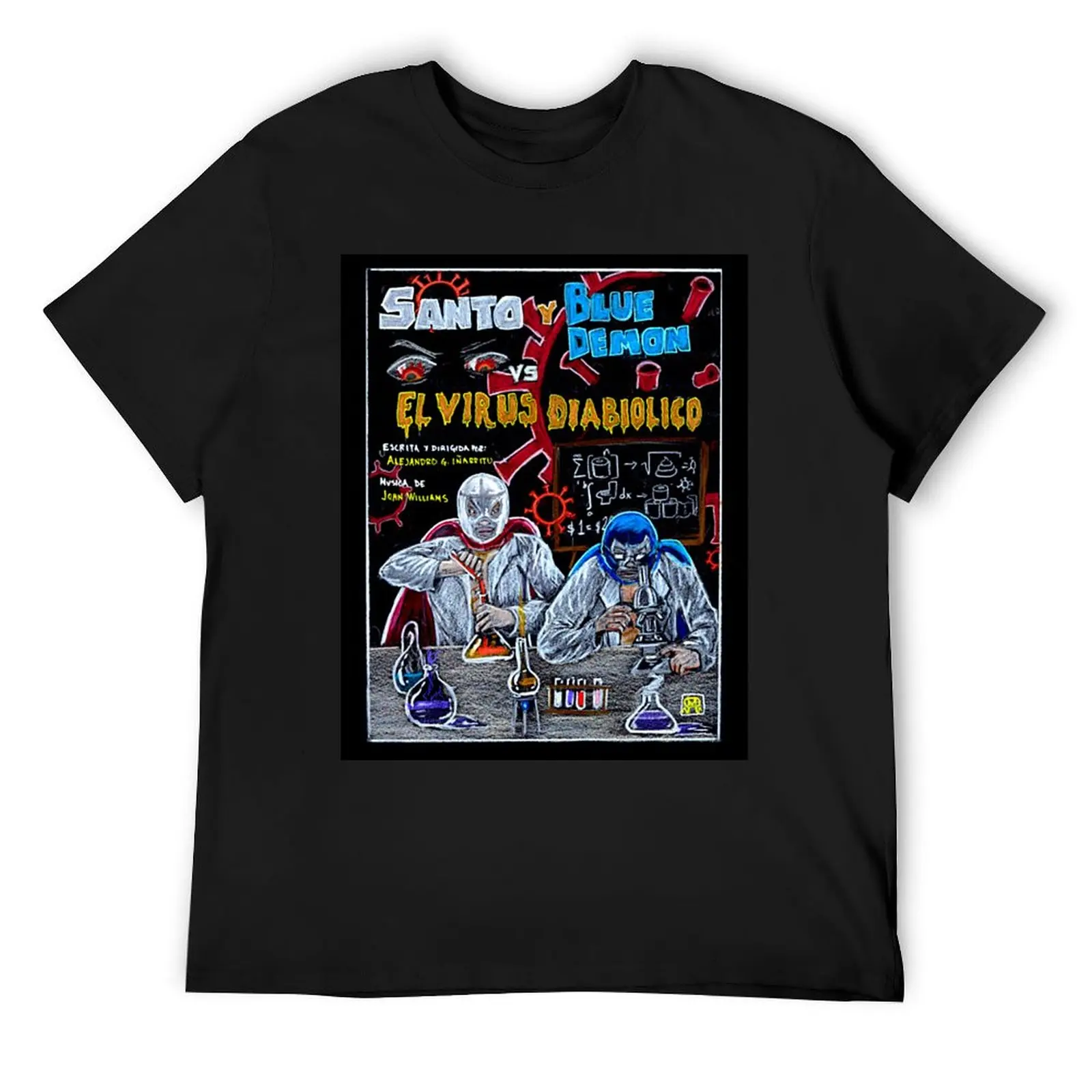 Santo Y Blue Demon vs El Virus Diabolico T-Shirt summer clothes custom t shirt graphic shirts anime t shirts clothing for men