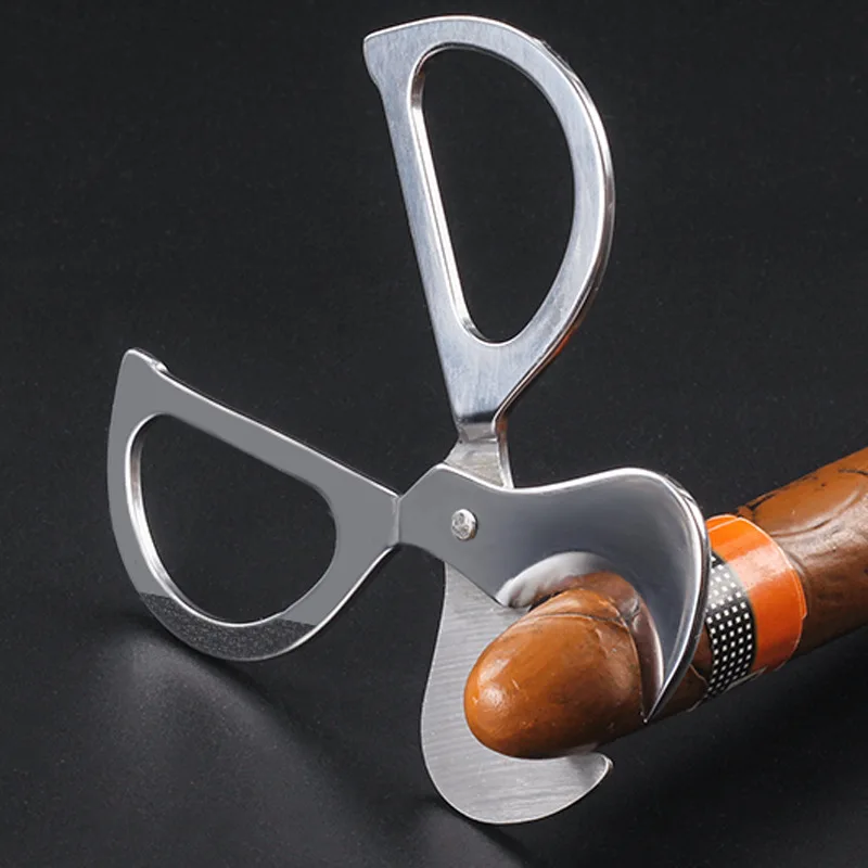 100pcs Handle Type Cigar Cutter Stainless Steel Cigar Scissors Simple Cigar Knife Household Smoking Cigar Tools Scissor