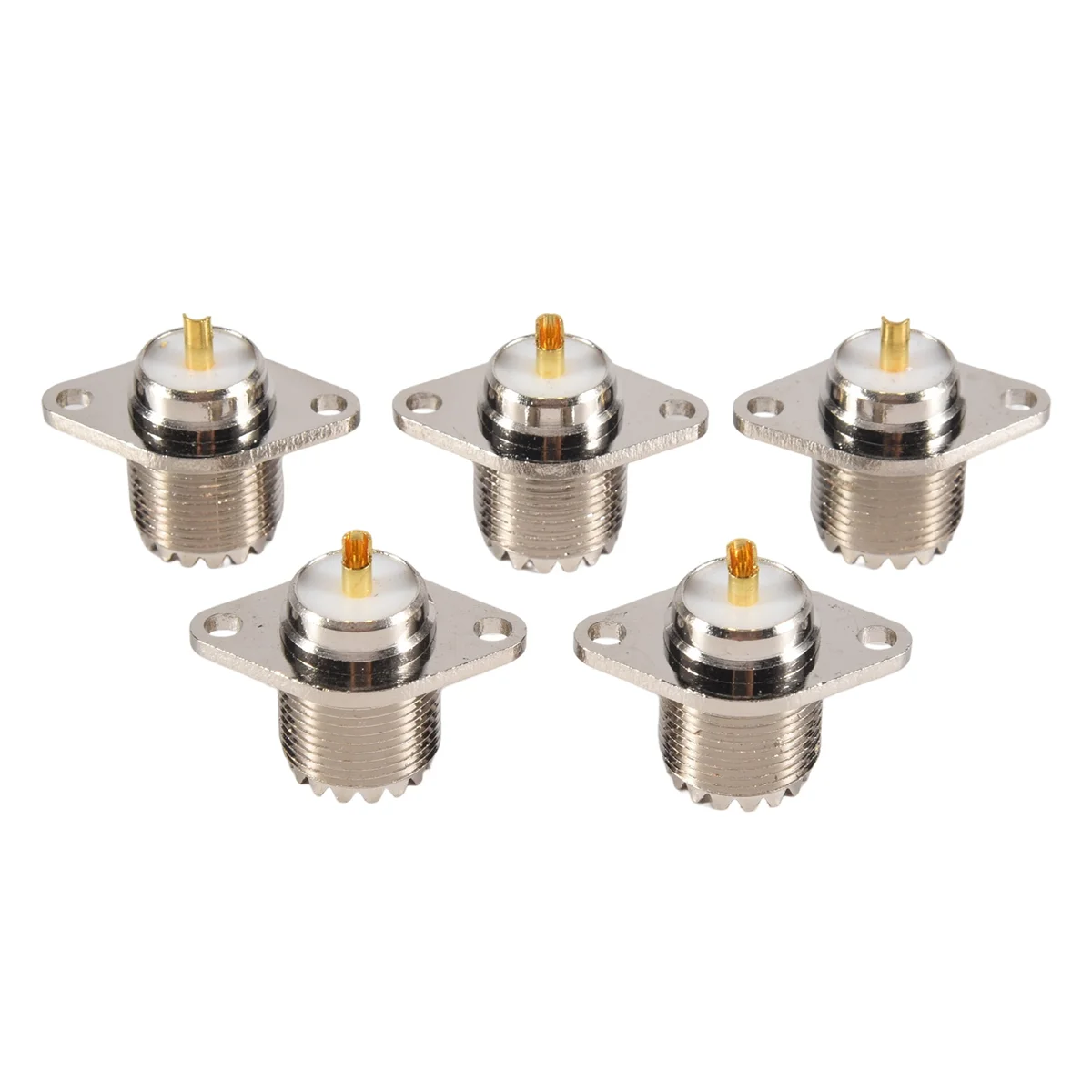 5 PCS UHF SO239 Female 2 Hole Female Jack with Rhombic Flange Soldering Panel RF Connector Socket Female Connector