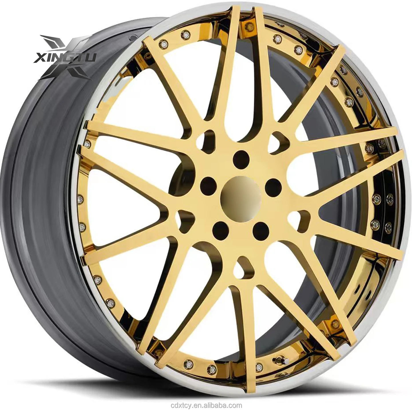 

Hot-selling Car Rims 2 Piece 20 21 22 23 24 26 Inch Gold Plated Chrome Deep Lip Forged Wheels for Chevrolet Impala BMW M3 M4