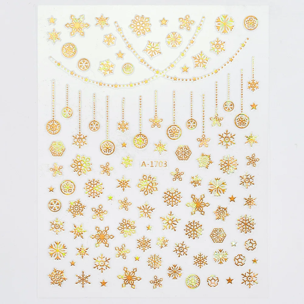 12 枚のクリスマスネイルアートステッカーゴールドスノーフレークネイルデカール冬クリスマスベルツリーヘラジカクリスマス 3D 自己粘着マニキュア装飾