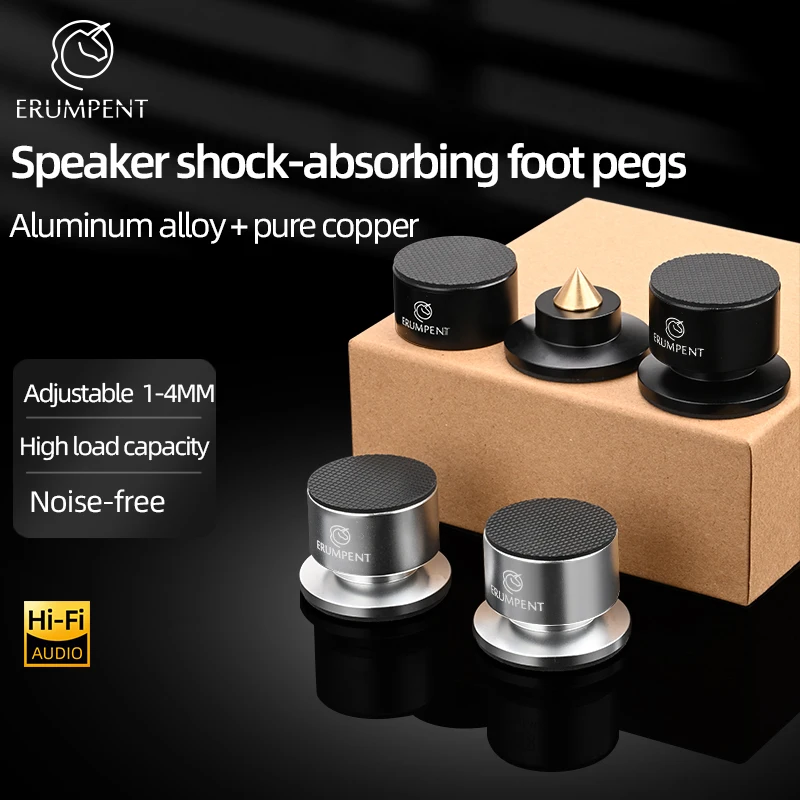 ERUMPENT 4 PCS Hi-end Speaker Spike Stand Foot Pads Adjustable Audio Speakers Shock-absorbing Feet Pegs for Sounds CD  Amplifier
