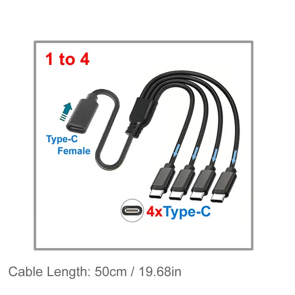 3/4/6 Port Typ C Buchse auf Stecker Verlängerungskabel USB-C Splitterkabel Mehrere Hub-Ladekabel für IOS Typ-C Micro-USB-Geräte