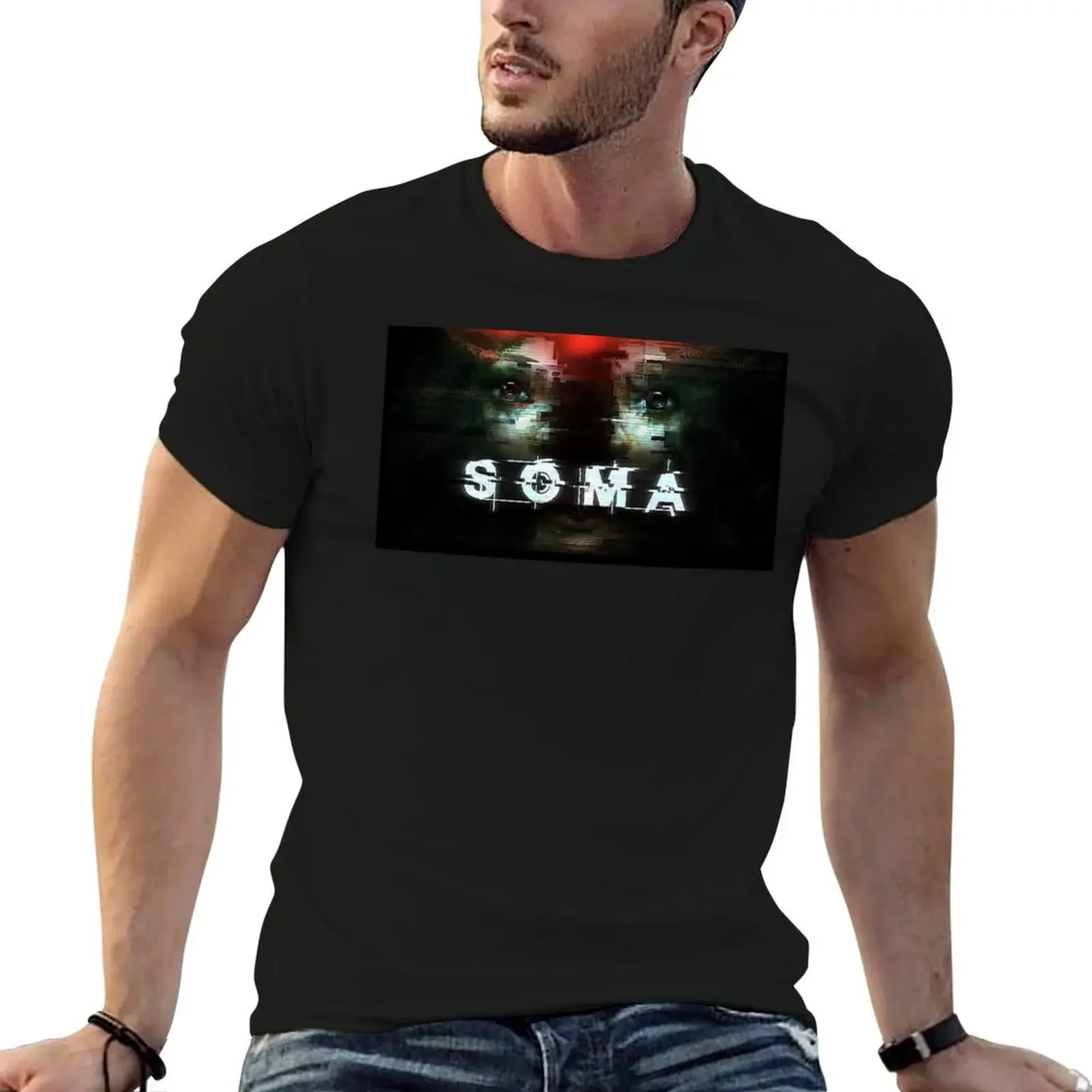 SOMA 로고 버전 #2 디자이너 티셔츠, 남성 의류, 키 큰 티셔츠