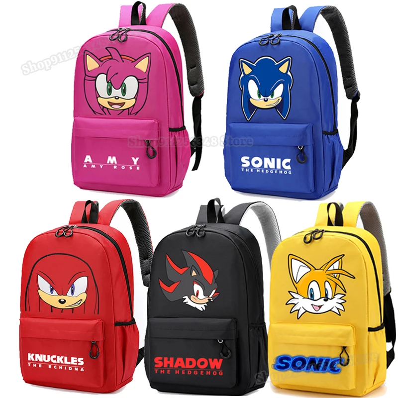 Cartoon Sonics Backpack for Students School Bag Men Women Travel Mochila Anime Figure Shadow Amy Print Boys Girls School Bag