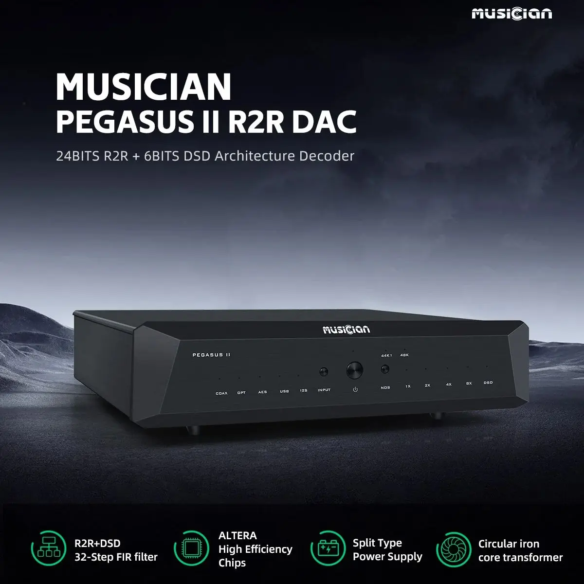 MUSICIAN Pegasus II R2R DAC DSD1024 PCM 1536kHz USB I2S HiFi Decoder ALTERA DAC Chip XRL RCA Balanced 24BIT R2R + 6BIT DSD DAC