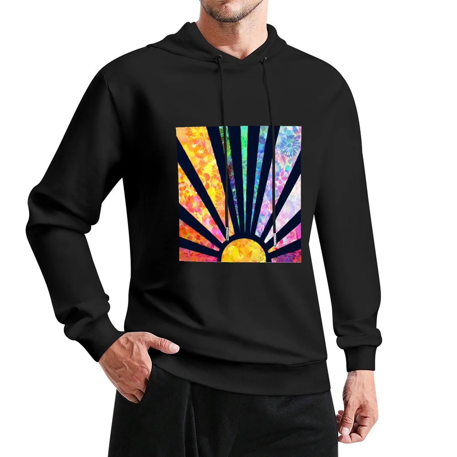 

Boho Vintage Rainbow Sunshine Glowing Floral Pullover Hoodie anime clothing men's sweat-shirt designer hoodies