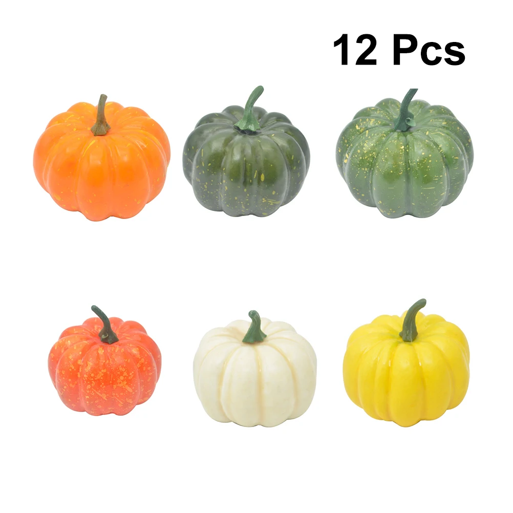

12 Pcs Artificial Pumpkins Simulated Props Fall Home Decor Faux Vegetables Mini Decorations Dining Room