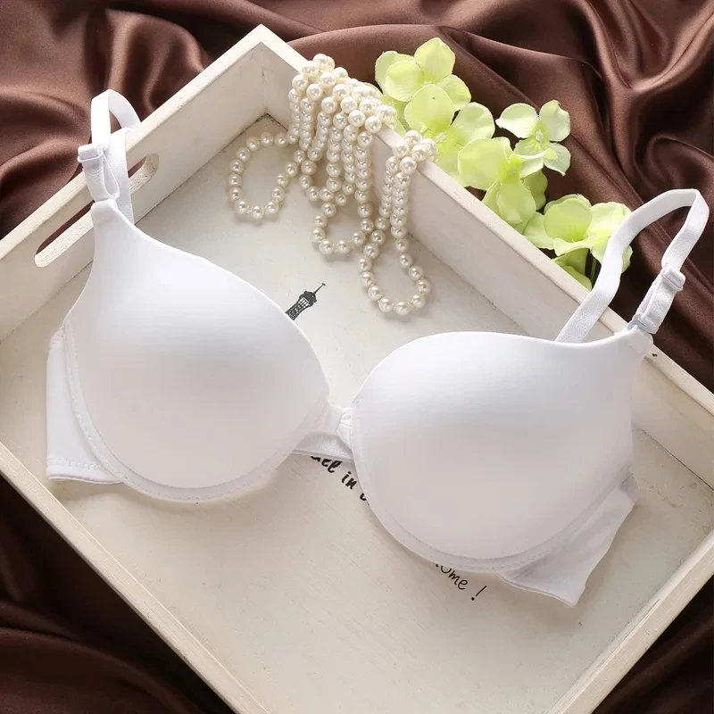 New Fashion Seamless Sexy Lingerie Simple Push Up Bra Front Closure Button Candy Color Women Underwear Small Brassiere