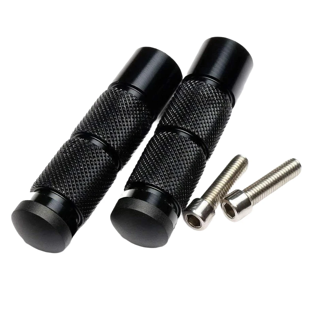 2Pcs Motorbike Foot Pegs Aluminum Anti-Skid Motorbike Rearset Footrests Black Motorbike Rear Footpegs Thread Rear Set Pedals