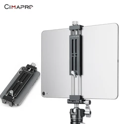 XILETU Cimapro Aluminum Alloy Phone Tablet Clamp 1/4 Screw Cold Shoe Adjustable Holder for iPad Pro 11 Air 11 Smartphone Tripod