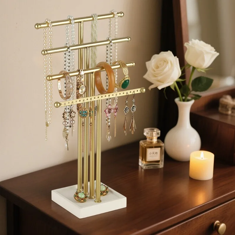 

Metal Jewelry Display Stand Fashion Trinket Displays Rack Woman Luxury Earring Display Shelf T Shaped Necklaces Displays Holder