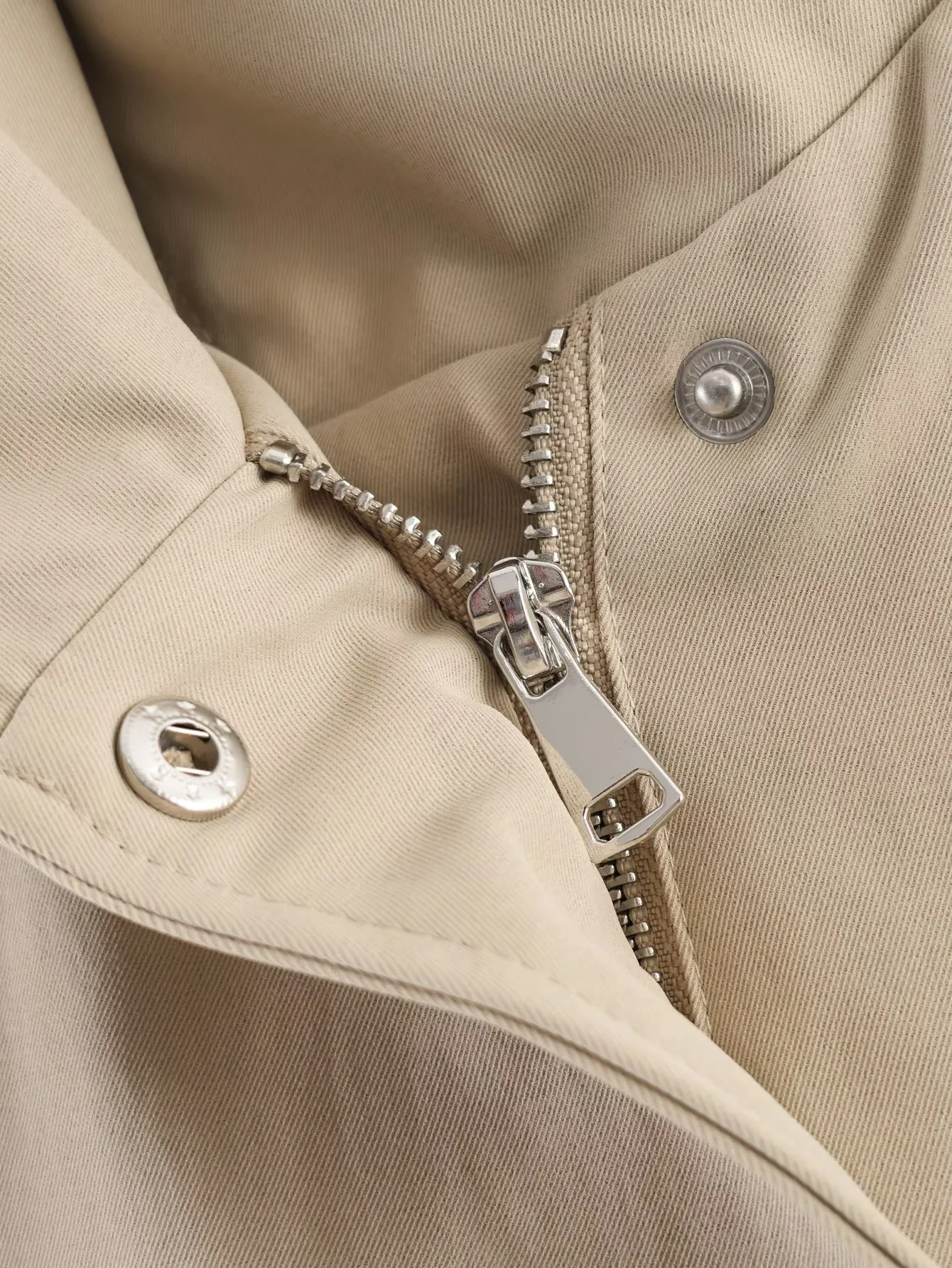 Elegant Short Pilot Jacket Women's Stand Collar Elastic Hem Casual Loose Fit Zipper Closure Long Sleeve Autumn Fashion