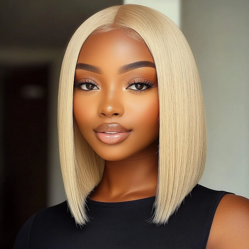 

613 Blonde Colored Human Hair Wigs For Women 13X6X1 Straight Bob Lace Front Wigs 100% Real Ready To Wear Short HD Lace Wigs