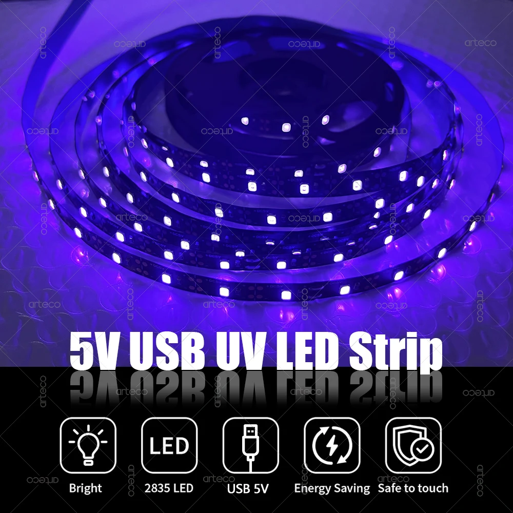 USB LED UV Black Light Strip 385nm-400nm Ultraviolet UV Lamp For Pet Urine Stain Black Light Halloween Xmas Dance DJ Party Decor