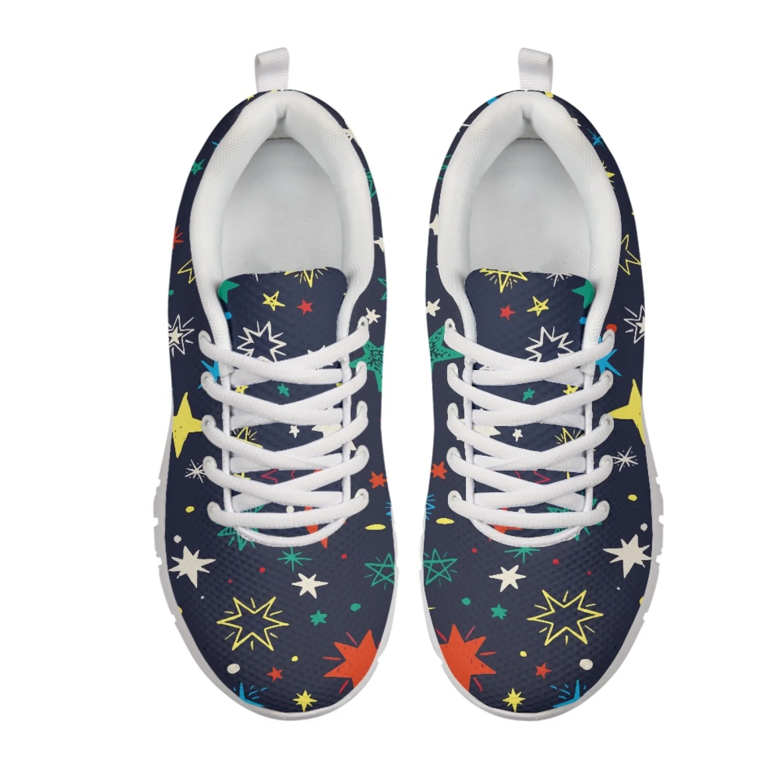 Coloranimal Galaxy Music Note Fitness Shoes Mesh EVA Sole Lace up Athletic Trainers for Women Running Walking Outdoor Camping