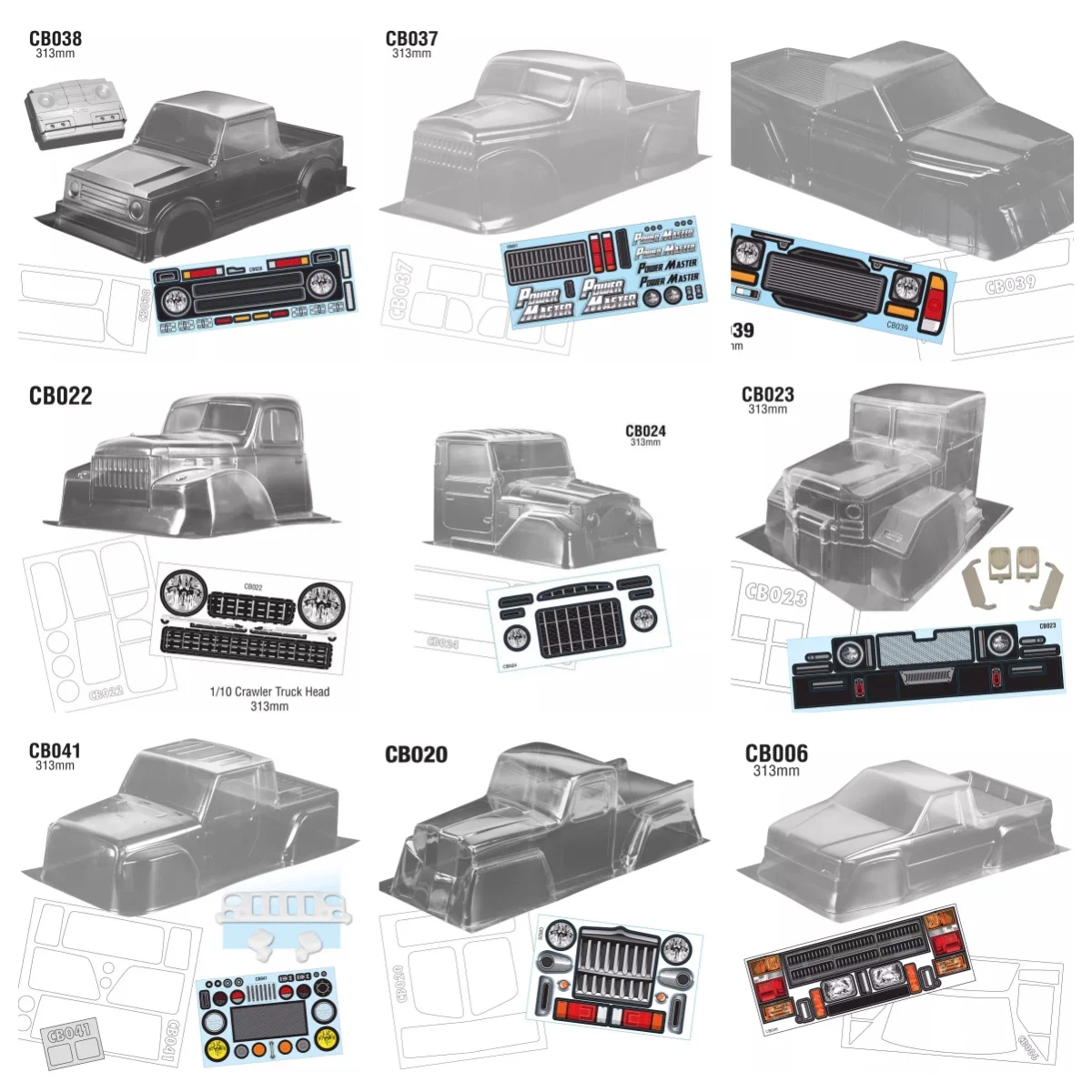 

1/10 Crawler Body 313mm Unpainted Clear Polycarbonate RC Car shell for 313mm Wheelbase TRX-4 SCX10 Remote Control Climbing Car