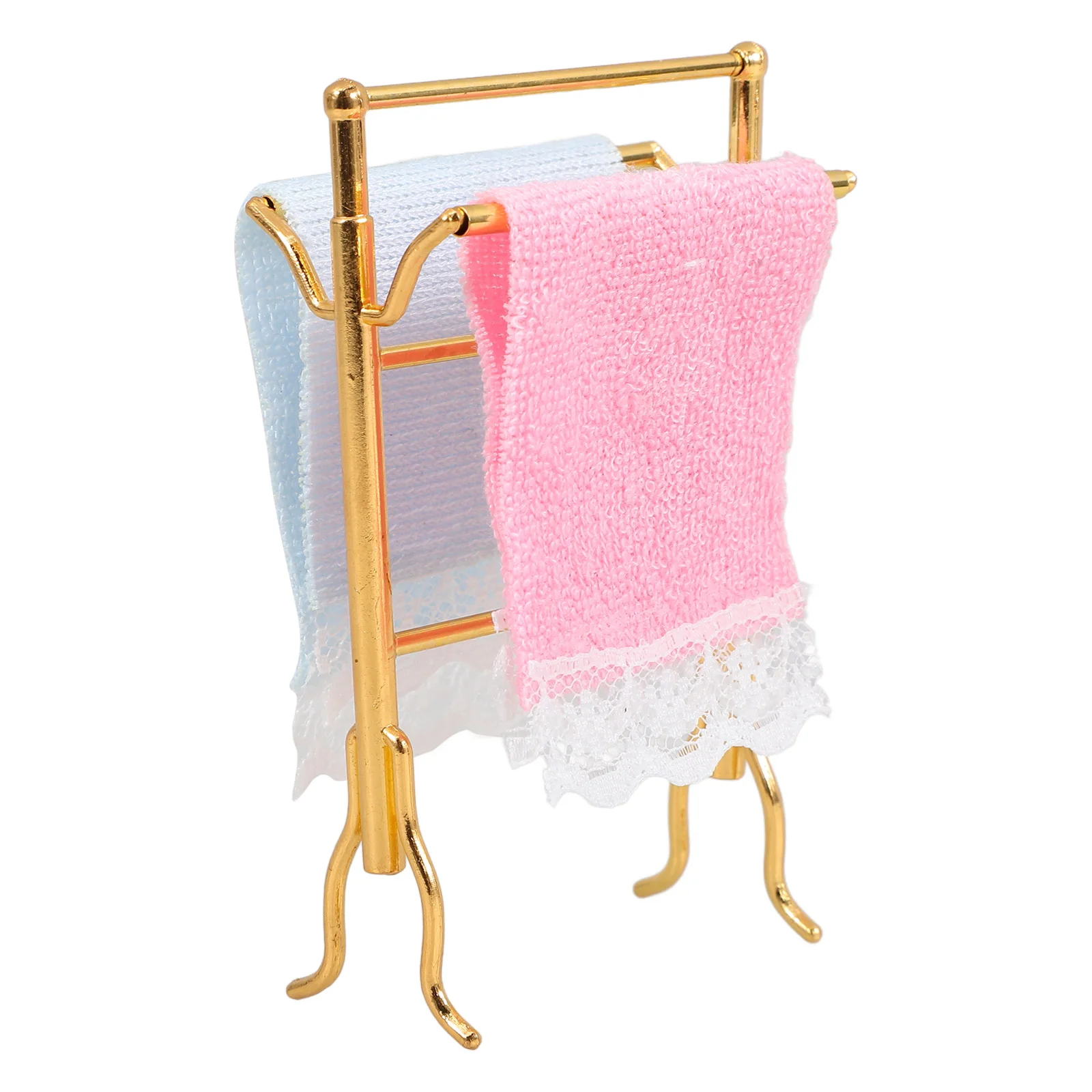 Miniature Food and Play House Bathroom Furniture Dollhouse Towel Rack Shelf Organizer for Model