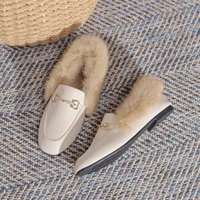 Retro Loafers 2024 Fashion Women's Shoes Autumn and Winter Women Velvet Warm Flat-bottomed Rabbit Fur Leather Shoes - Image 5