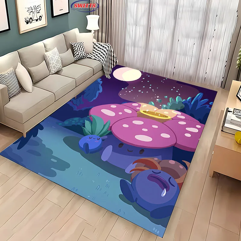 3D Printing Miniso Pokemon Vileplume Jigglypuff Carpet for Living Room Bedroom Mat Sofa Doormat Floor Anti-slip Decor Rug Gifts