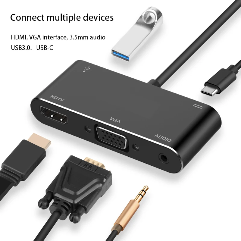 Adaptateur répartiteur multifonction, station d'accueil, convertisseur vidéo, câble d'extension, partage d'écran, Plug and Play, convertisseur USB vers VGA