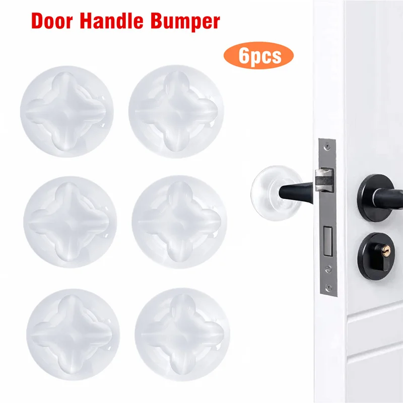 6 Pcs Silicone Door Bumper Wall Protector Shield Self Adhesive Clear Doors Stoper Knob Pads Soft Reusable for Cabinet Handle Bed