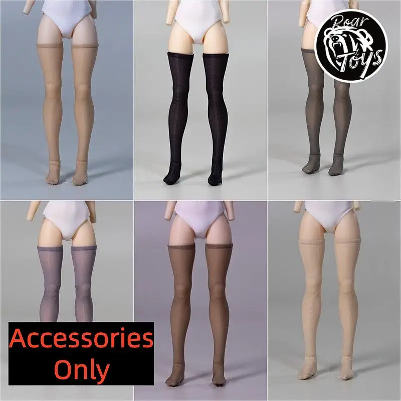 【In Stock】Thigh High Stockings 1/12 Scale Ultra Thin Black In Stock JZ818 Female Action Figure Doll Clothing