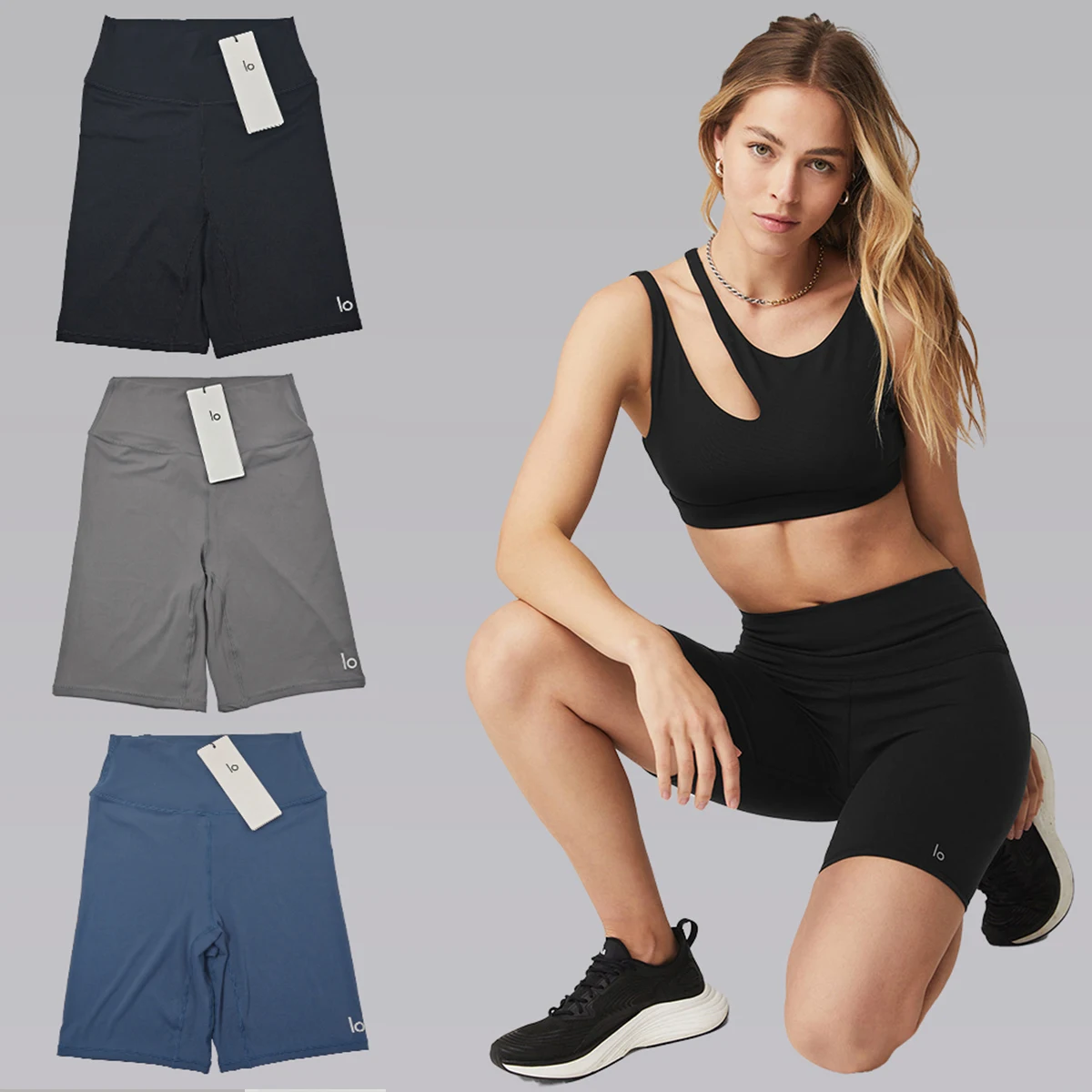 

Women Solid Color Sports Shorts High Waist Yoga Shorts Slim Fit Butt Lift Gym Running High Elastic Sports Biker Shorts