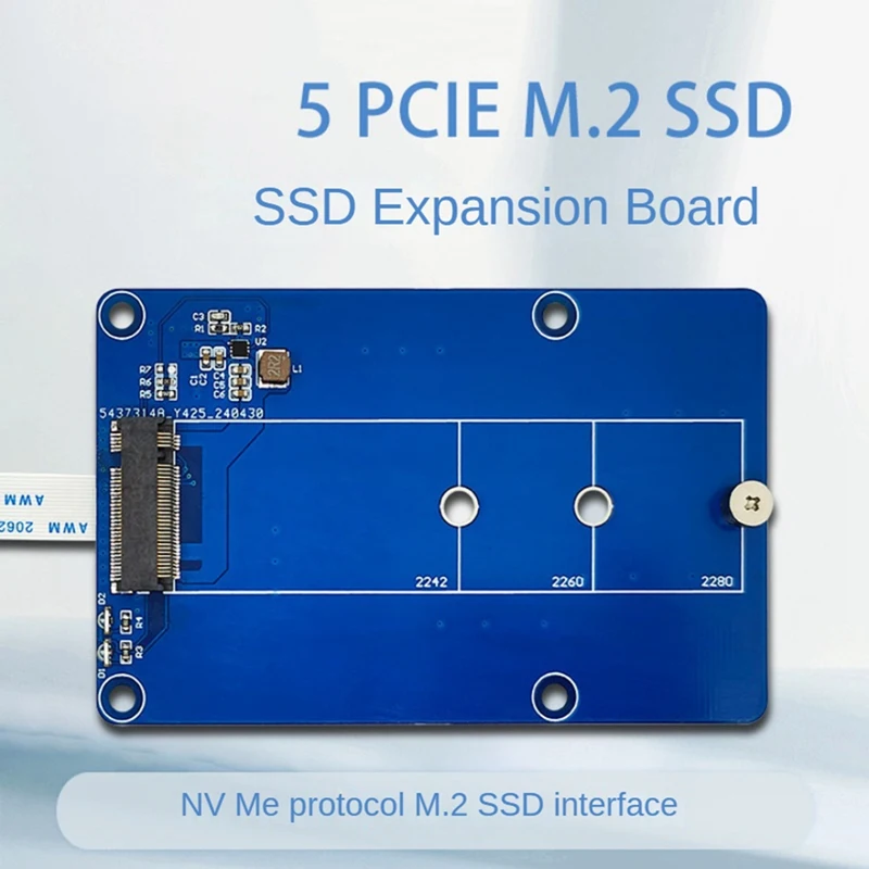 Nueva placa adaptadora PCIe a M.2 Nvme SSD para Pi5 Raspberry Pi 5 compatible con 2242/2260/2280 NVME M2 SSD