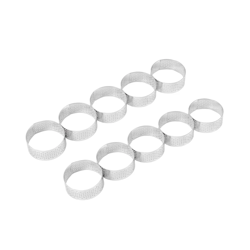 100 Pack 5Cm Stainless Steel Tart Ring, Heat-Resistant Perforated Cake Mousse Ring, Round Ring Baking Doughnut Tools