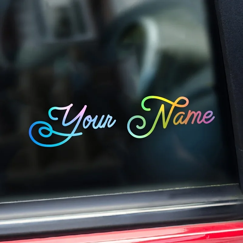 1pc Personalized Handwritten Floral Font Vinyl Decal Car Stickers, Customizable Name Sticker, Self-Adhesive Car Body Decor