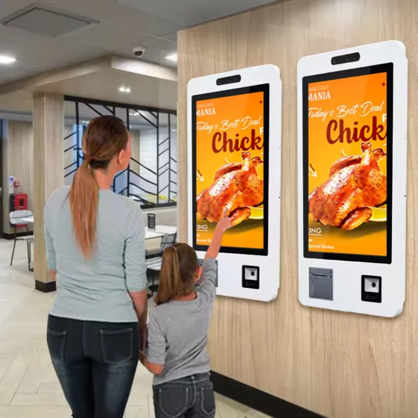 

Fast Food Self-Ordering Kiosk With 27 Inch Android Touchscreen For Restaurant Payment