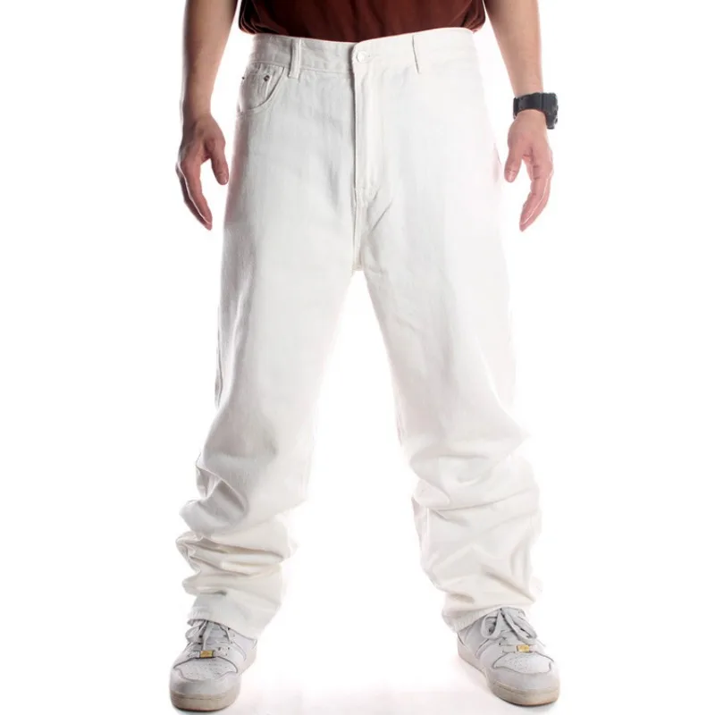 White Baggy Jeans for Men Hip Hop Fashion Oversized Denim Male Loose Straight Street Dance Wide Leg Casual Trousers Streetwear