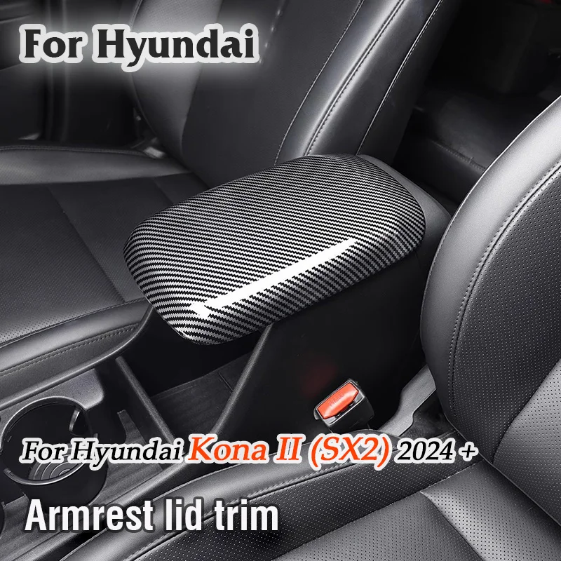 

For Hyundai Kona II SX2 2024 2025 Armrest Lid Trim ABS Center Armrest Console Cover Frame Interior Decorative Protective Panel