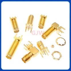 5PCS SMA Male Female Jack Adapter Solder Edge PCB Straight Mount RF Copper Connector Plug Socket SMA-KWE/KHD