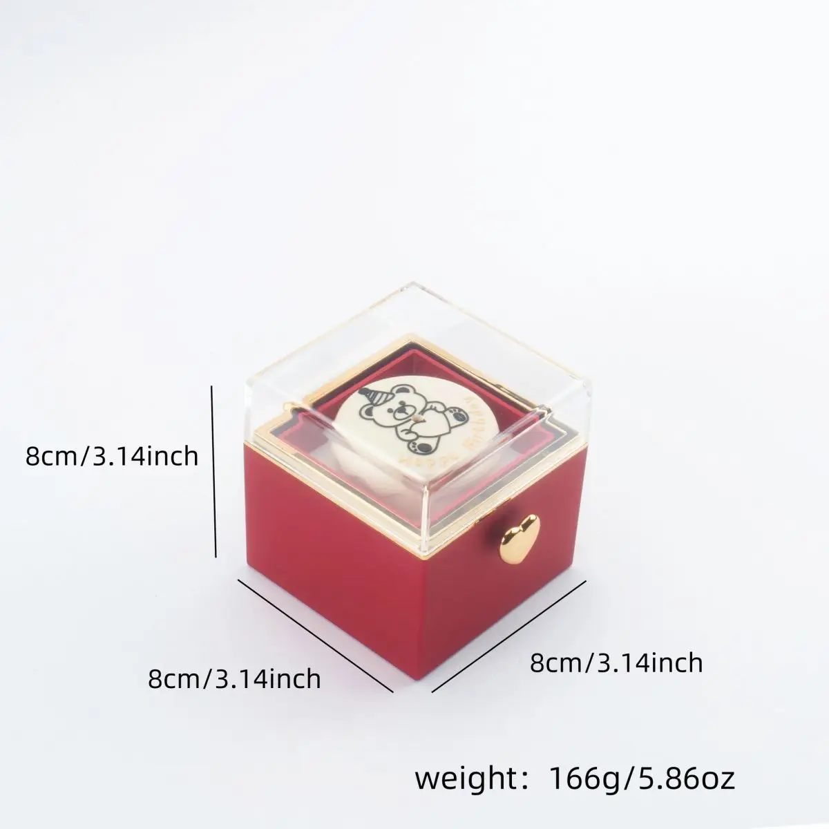 Creative Mini Cute Bear Candle Cake Automatic Rotating Surprise Ring Necklace Valentine's Day Proposal Gift Box