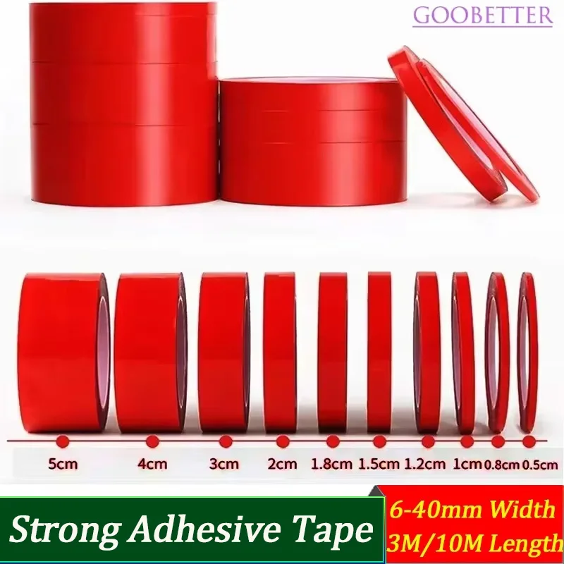 

Double-Sided Tape Strong Adhesive Tape 6-40mm Width 3M/10M Length Transparent Adhesive Waterproof High Temp Resistant
